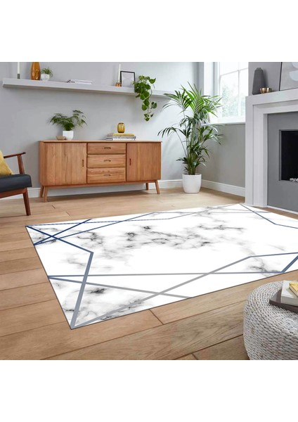 Dijital Baskılı Kaymaz Taban Yıkanabilir Mermer Desen Mutfak Salon Halısı, V-Mermer-15-Mavi, fiyatları