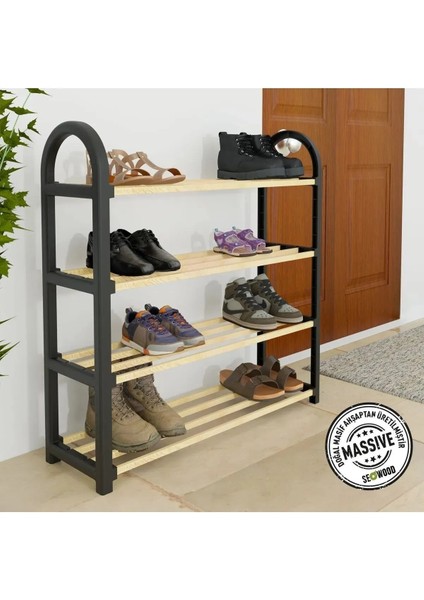 4 Katlı 1.sınıf Süper Kalite House & More HM-4050 Masif Ahşap Ayakkabılık