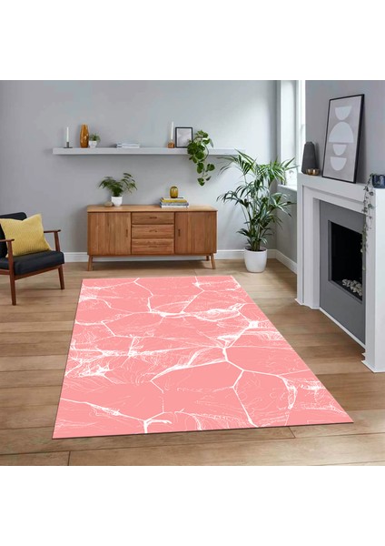 Dijital Baskılı Kaymaz Taban Yıkanabilir Mermer Desen Mutfak Salon Halısı, V-Mermer-01-Pembe,