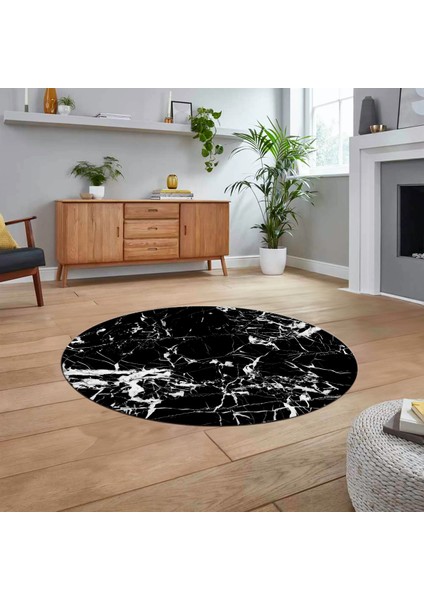 Dijital Kaymaz Taban Yıkanabilir Yuvarlak Mermer Desen Mutfak Salon Halısı, V-Y-Mermer-27-Siyah, fiyatları