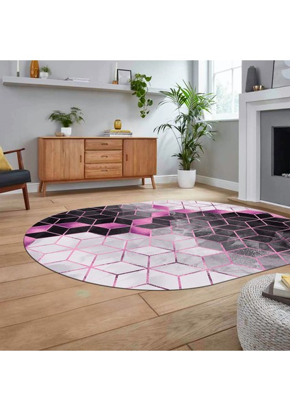 Dijital Kaymaz Taban Yıkanabilir Oval Mermer Desen Mutfak Salon Halısı, V-O-Mermer-19-Pembe, fiyatları