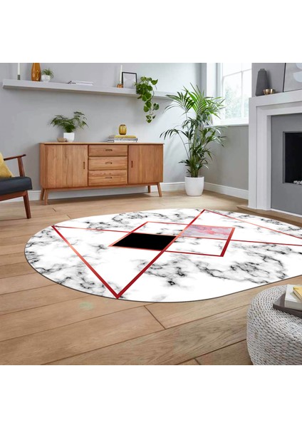 Dijital Kaymaz Taban Yıkanabilir Oval Mermer Desen Mutfak Salon Halısı, V-O-Mermer-20-Bordo, fiyatları
