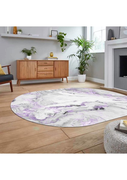 Dijital Kaymaz Taban Yıkanabilir Oval Mermer Desen Mutfak Salon Halısı, V-O-Mermer-26-Mor, fiyatları