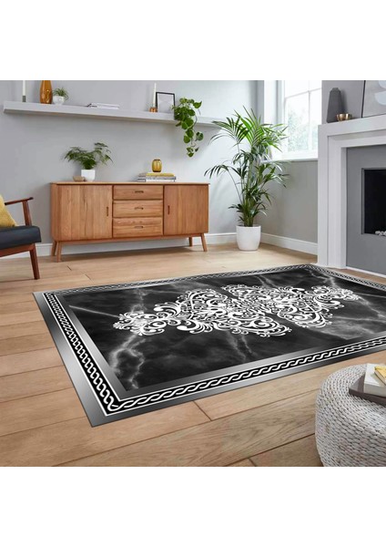 Dijital Baskılı Kaymaz Taban Yıkanabilir Mermer Desen Mutfak Salon Halısı, V-Mermer-09-Antrasit, fiyatları