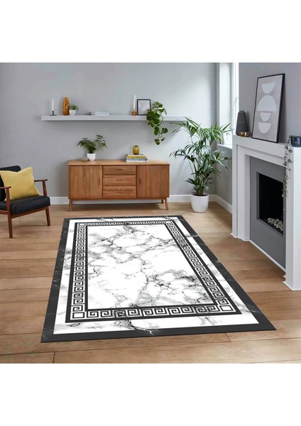 Dijital Baskılı Kaymaz Taban Yıkanabilir Mermer Desen Mutfak Salon Halısı, V-Mermer-21-Gri,