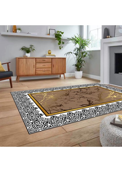 Dijital Baskılı Kaymaz Taban Yıkanabilir Mermer Desen Mutfak Salon Halısı, V-Mermer-10-Kahve, fiyatları