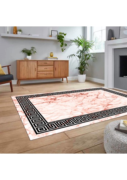 Dijital Baskılı Kaymaz Taban Yıkanabilir Mermer Desen Mutfak Salon Halısı, V-Mermer-12-Pembe, fiyatları