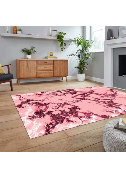 Dijital Baskılı Kaymaz Taban Yıkanabilir Mermer Desen Mutfak Salon Halısı, V-Mermer-30-Pembe, fiyatları