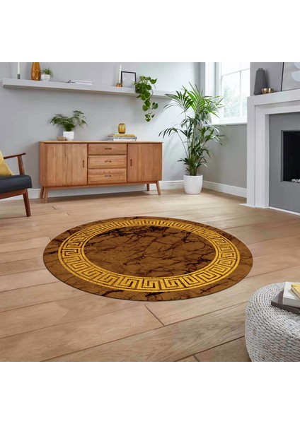 Dijital Kaymaz Taban Yıkanabilir Yuvarlak Mermer Desen Mutfak Salon Halısı, V-Y-Mermer-12-Kahve, fiyatları