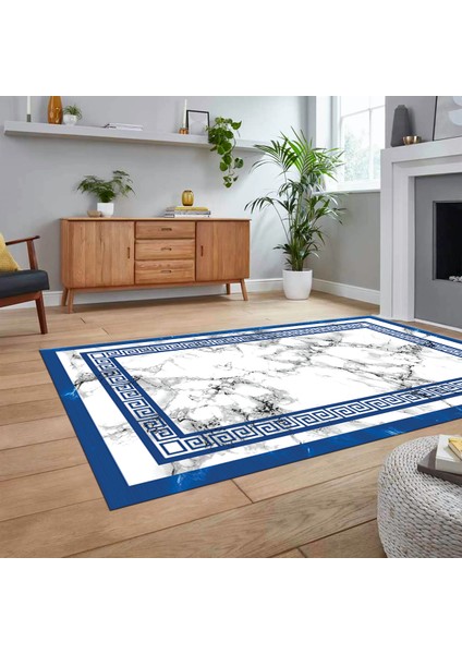 Dijital Baskılı Kaymaz Taban Yıkanabilir Mermer Desen Mutfak Salon Halısı, V-Mermer-21-Mavi, fiyatları