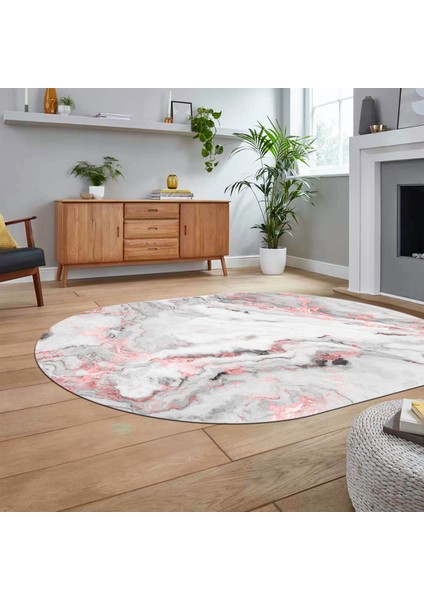 Dijital Kaymaz Taban Yıkanabilir Oval Mermer Desen Mutfak Salon Halısı, V-O-Mermer-26-Pembe, fiyatları
