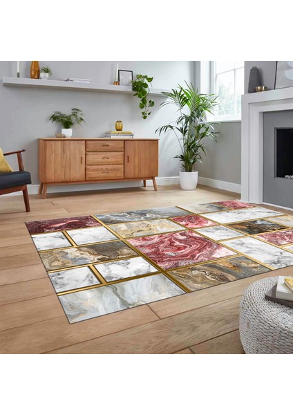 Dijital Baskılı Kaymaz Taban Yıkanabilir Mermer Desen Mutfak Salon Halısı, V-Mermer-28-Bordo, fiyatları