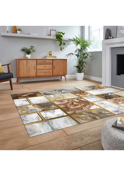 Dijital Baskılı Kaymaz Taban Yıkanabilir Mermer Desen Mutfak Salon Halısı, V-Mermer-28-Kahve, fiyatları
