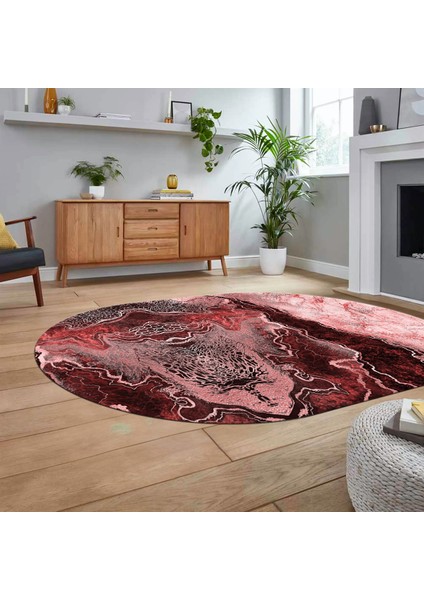 Dijital Kaymaz Taban Yıkanabilir Oval Mermer Desen Mutfak Salon Halısı, V-O-Mermer-25-Bordo, fiyatları
