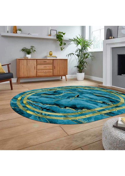 Dijital Kaymaz Taban Yıkanabilir Oval Mermer Desen Mutfak Salon Halısı, V-O-Mermer-04-Mavi, fiyatları