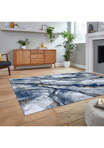 Dijital Baskılı Kaymaz Taban Yıkanabilir Mermer Desen Mutfak Salon Halısı, V-Mermer-02-Mavi, fiyatları