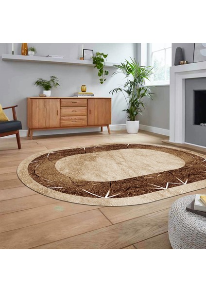 Dijital Kaymaz Taban Yıkanabilir Oval Mermer Desen Mutfak Salon Halısı, V-O-Mermer-13-Kahve, fiyatları