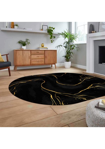 Dijital Kaymaz Taban Yıkanabilir Oval Mermer Desen Mutfak Salon Halısı, V-O-Mermer-29-Siyah, fiyatları