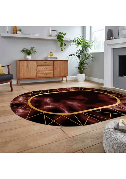 Dijital Kaymaz Taban Yıkanabilir Oval Mermer Desen Mutfak Salon Halısı, V-O-Mermer-24-Bordo, fiyatları