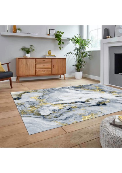 Dijital Baskılı Kaymaz Taban Yıkanabilir Mermer Desen Mutfak Salon Halısı, V-Mermer-26-Mavi, fiyatları
