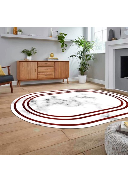 Dijital Kaymaz Taban Yıkanabilir Oval Mermer Desen Mutfak Salon Halısı, V-O-Mermer-05-Bordo, fiyatları