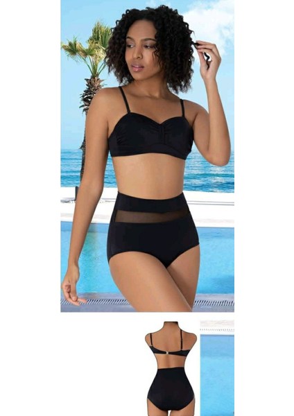 Straplez Kaplı Yüksek Bel Bikini Takımı Siyah fiyatları