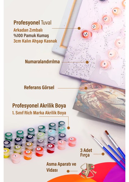 Sayılarla Boyama Tuval Hobi Seti Fırça Boya Dahil Fil