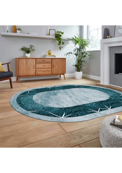 Dijital Kaymaz Taban Yıkanabilir Oval Mermer Desen Mutfak Salon Halısı, V-O-Mermer-13-Mavi, fiyatları