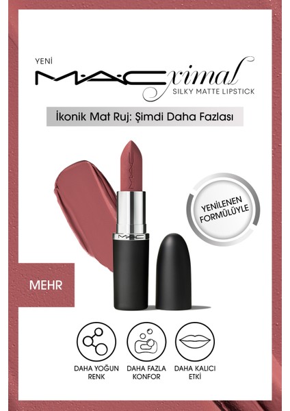 XİMAL Silky Matte Lipstick Nemlendirme Etkili Yoğun Renk Sağlayan Ruj - Mehr