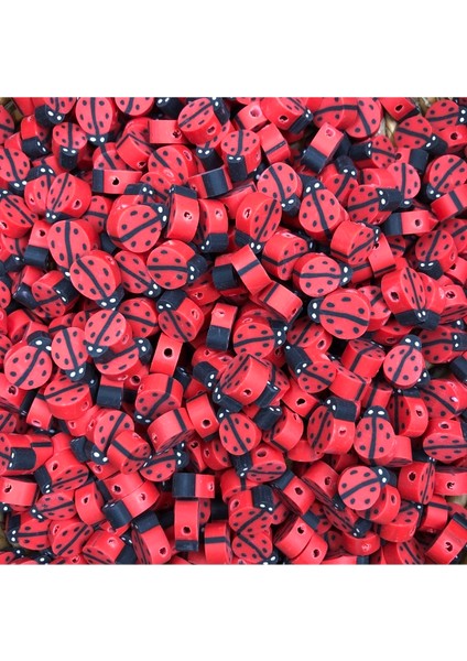Fimo Boncuk Uğur Böceği Desenli Fimo Boncuk 25 Adet fiyatları