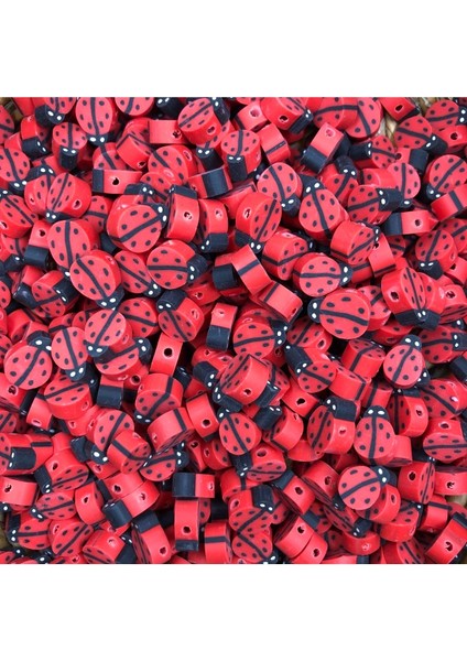 Fimo Boncuk Uğur Böceği Desenli Fimo Boncuk 25 Adet fırsatları
