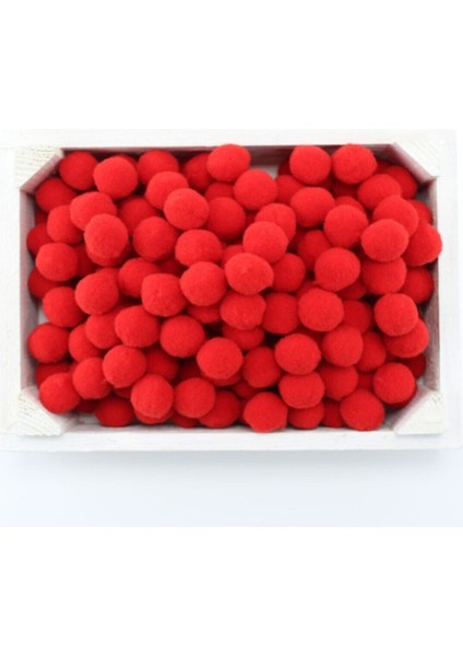 Peluş Ponpon 50 Adet 2 cm Kırmızı