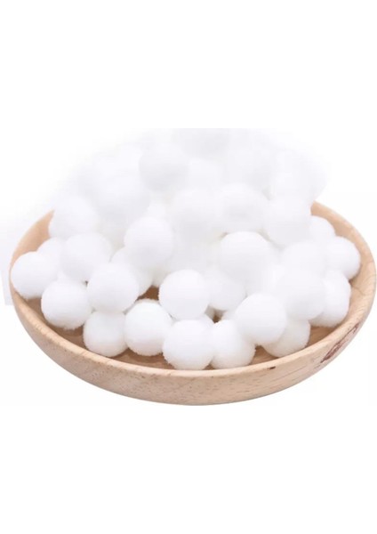 Beyaz Yumuşak Ponpon Peluş 100 Adet 2cm