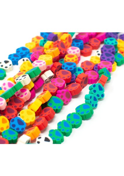 Fimo Boncuk, Karışık Renkli Pati Figürlü 50 Adet