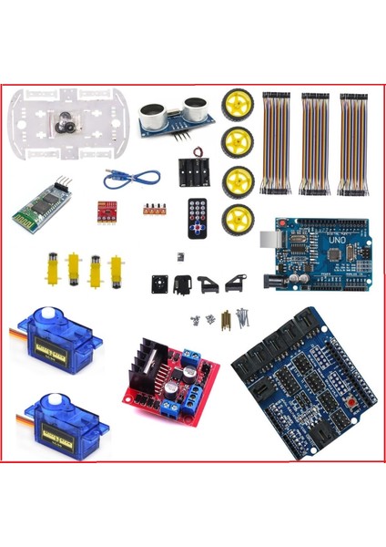 Emes Robotik 4WD Arduino Araba Kiti Pan Tiltli Bluetooth Robot Araç Seti