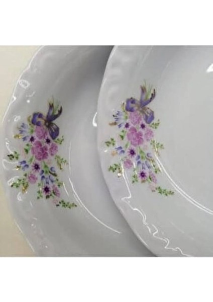 Porselen Buket 12'li 17CM Çukur Yemek Tabak