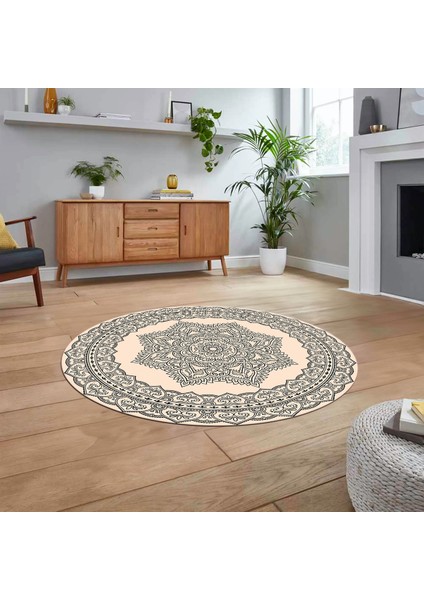 Dijital Kaymaz Taban Yıkanabilir Yuvarlak Klasik Desen Mutfak Salon Halısı, V-Y-Klasik-30-Krem, fiyatları