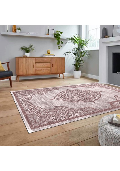 Dijital Baskılı Kaymaz Taban Yıkanabilir Klasik Desen Yolluk Salon Halısı, V-Klasik-15-Pembe, fiyatları
