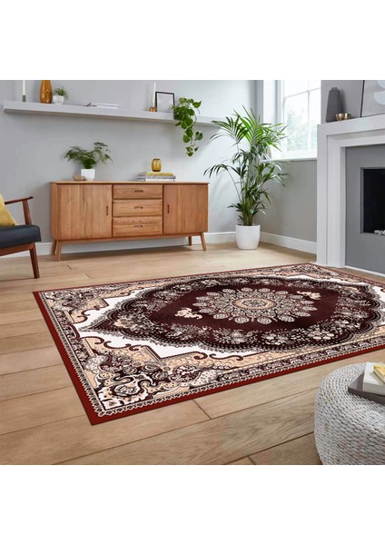 Dijital Baskılı Kaymaz Taban Yıkanabilir Klasik Desen Yolluk Salon Halısı, V-Klasik-13-Bordo, fiyatları