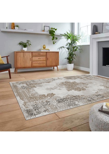 Dijital Baskılı Kaymaz Taban Yıkanabilir Klasik Desen Yolluk Salon Halısı, V-Klasik-22-Kahve, fiyatları