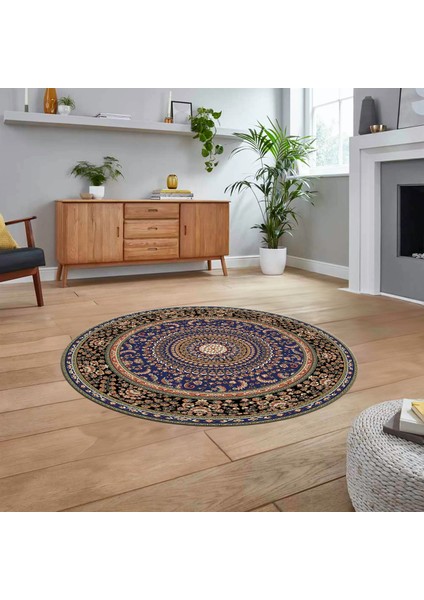 Dijital Kaymaz Taban Yıkanabilir Yuvarlak Klasik Desen Mutfak Salon Halısı, V-Y-Klasik-21-Lacivert, fiyatları