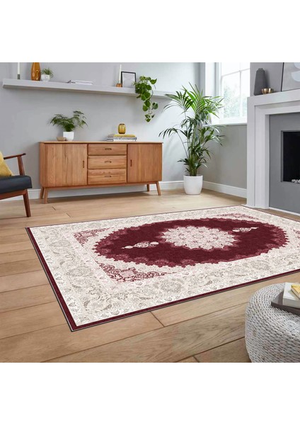 Dijital Baskılı Kaymaz Taban Yıkanabilir Klasik Desen Yolluk Salon Halısı, V-Klasik-03-Bordo, fiyatları