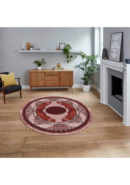 Dijital Kaymaz Taban Yıkanabilir Yuvarlak Klasik Desen Mutfak Salon Halısı, V-Y-Klasik-24-Bordo,