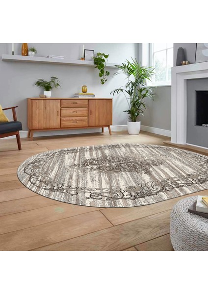 Dijital Kaymaz Taban Yıkanabilir Oval Klasik Desen Yolluk Salon Halısı, V-O-Klasik-11-Bej, fiyatları