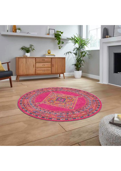 Dijital Kaymaz Taban Yıkanabilir Yuvarlak Klasik Desen Mutfak Salon Halısı, V-Y-Klasik-06-Pembe, fiyatları