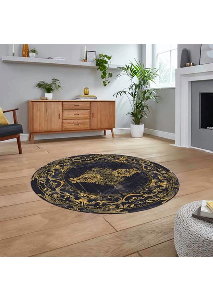 Dijital Kaymaz Taban Yıkanabilir Yuvarlak Klasik Desen Mutfak Salon Halısı, V-Y-Klasik-28-Gold, fiyatları