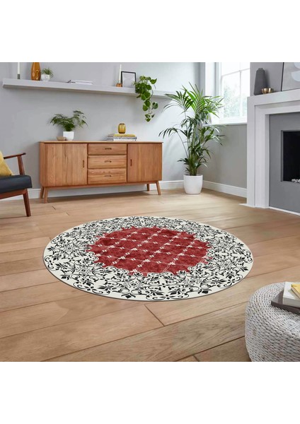 Dijital Kaymaz Taban Yıkanabilir Yuvarlak Klasik Desen Mutfak Salon Halısı, V-Y-Klasik-04-Bordo, fiyatları