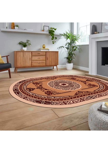 Dijital Kaymaz Taban Yıkanabilir Oval Klasik Desen Yolluk Salon Halısı, V-O-Klasik-17-Bordo, fiyatları