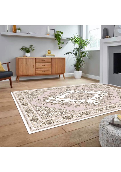Dijital Baskılı Kaymaz Taban Yıkanabilir Klasik Desen Yolluk Salon Halısı, V-Klasik-23-Pembe, fiyatları