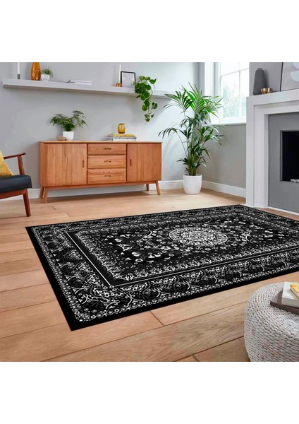 Dijital Baskılı Kaymaz Taban Yıkanabilir Klasik Desen Yolluk Salon Halısı, V-Klasik-14-Antrasit, fiyatları